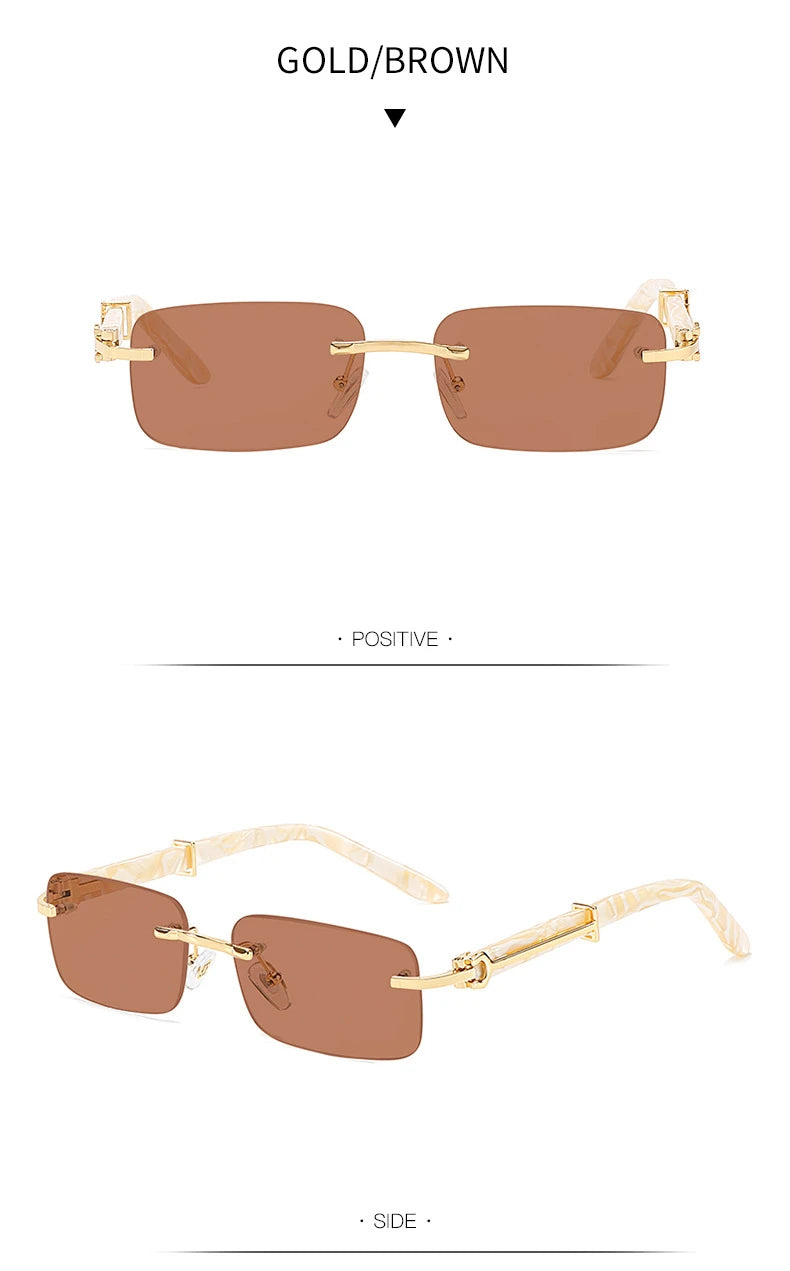 Gafas Caterside Sin Marco Pequeñas – Lentes Rectangulares Retro con Protección UV400 para Hombre