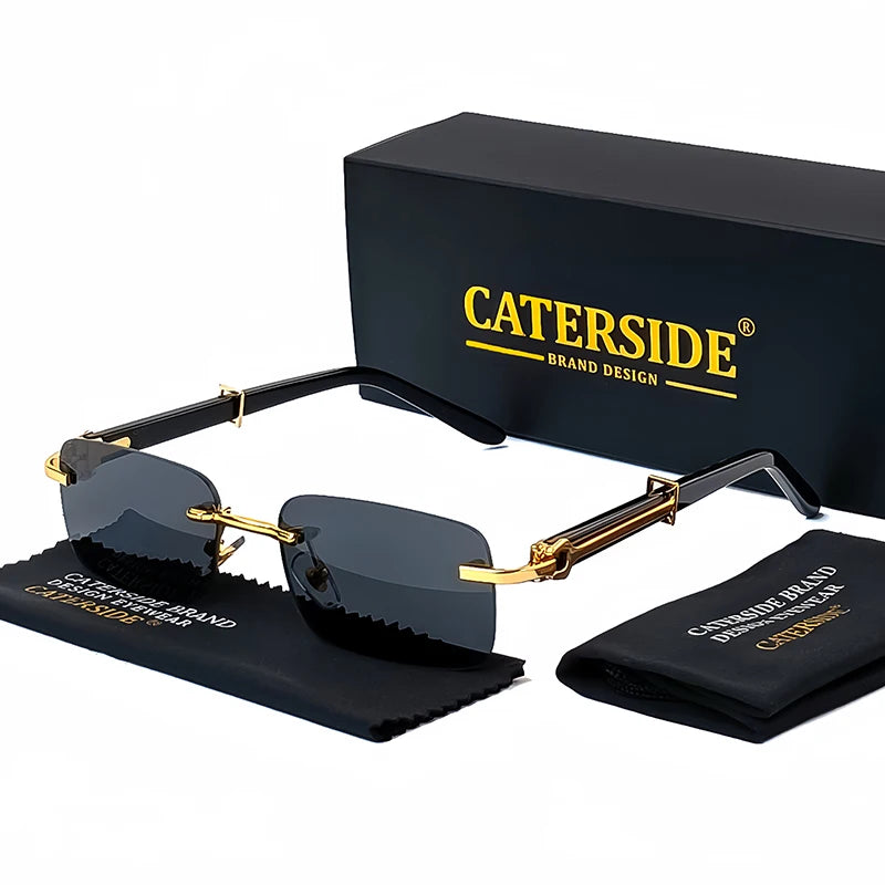 Gafas Caterside Sin Marco Pequeñas – Lentes Rectangulares Retro con Protección UV400 para Hombre