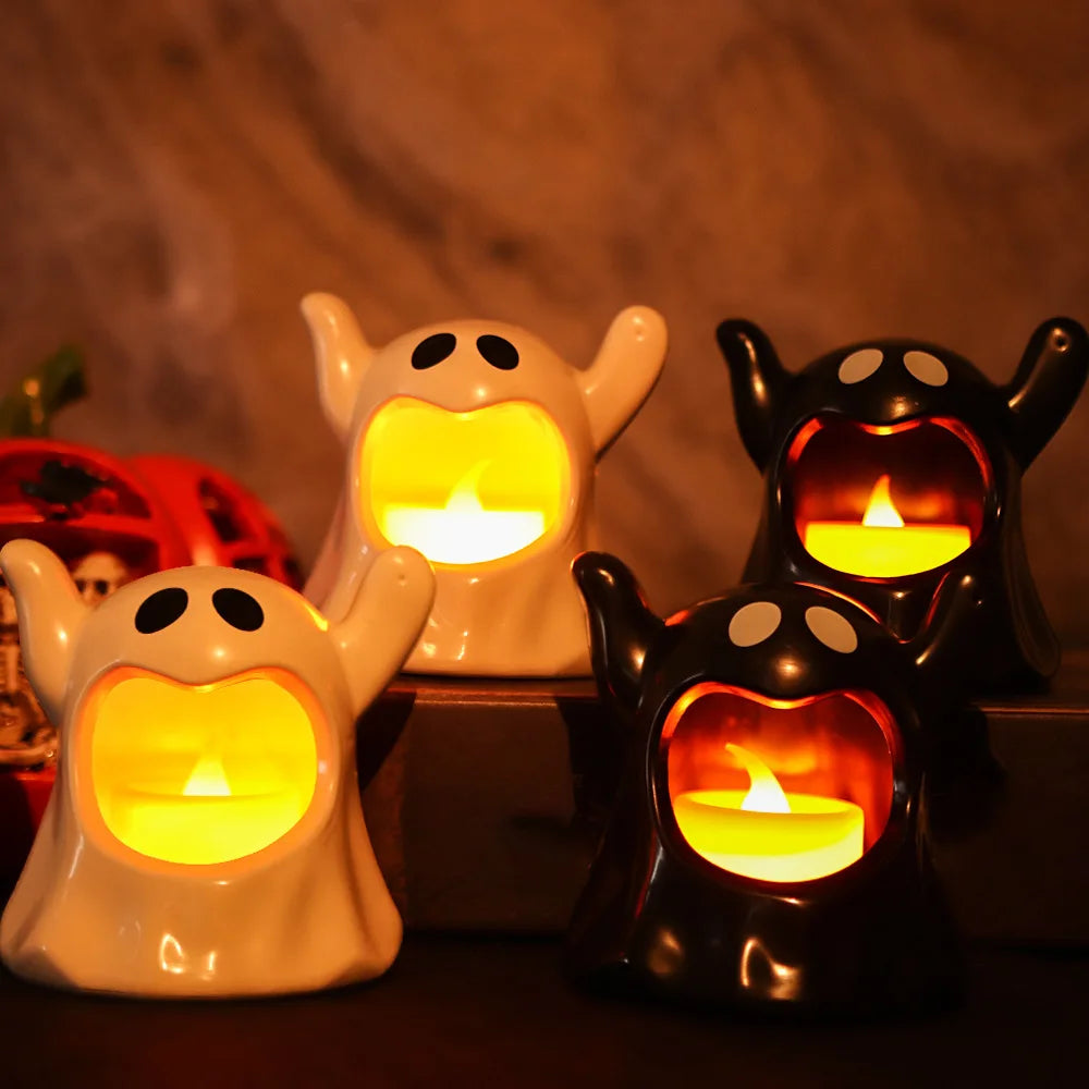 👻 LED Vela Electrónica – Fantasma Kawaii de Halloween
