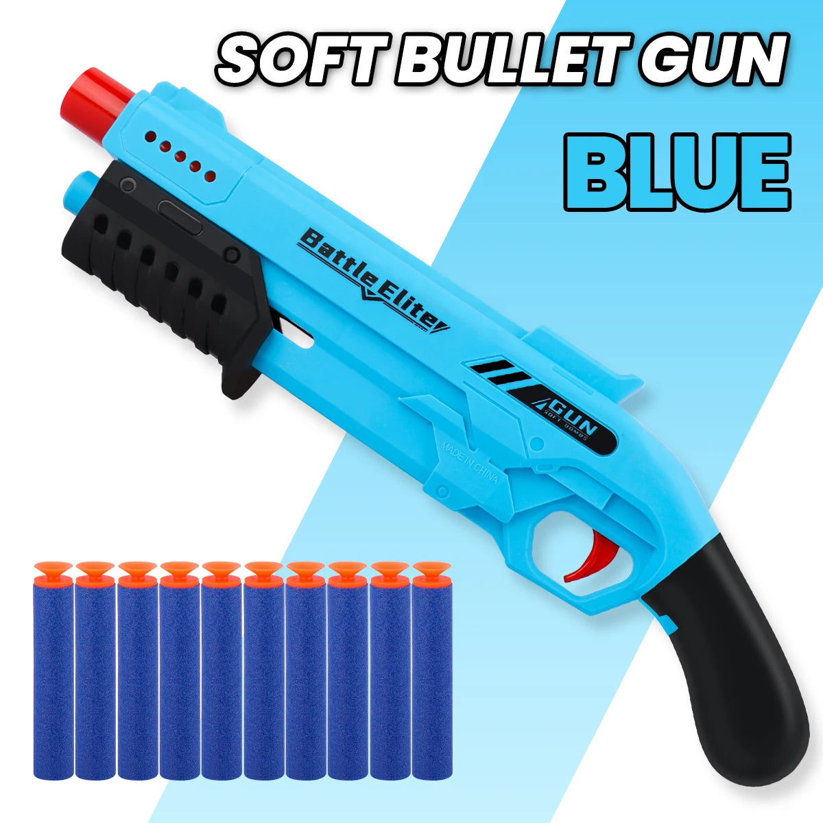 Pistola de Dardos de Espuma para Niños – Blaster Manual Seguro con Munición Suave y Colores Variados