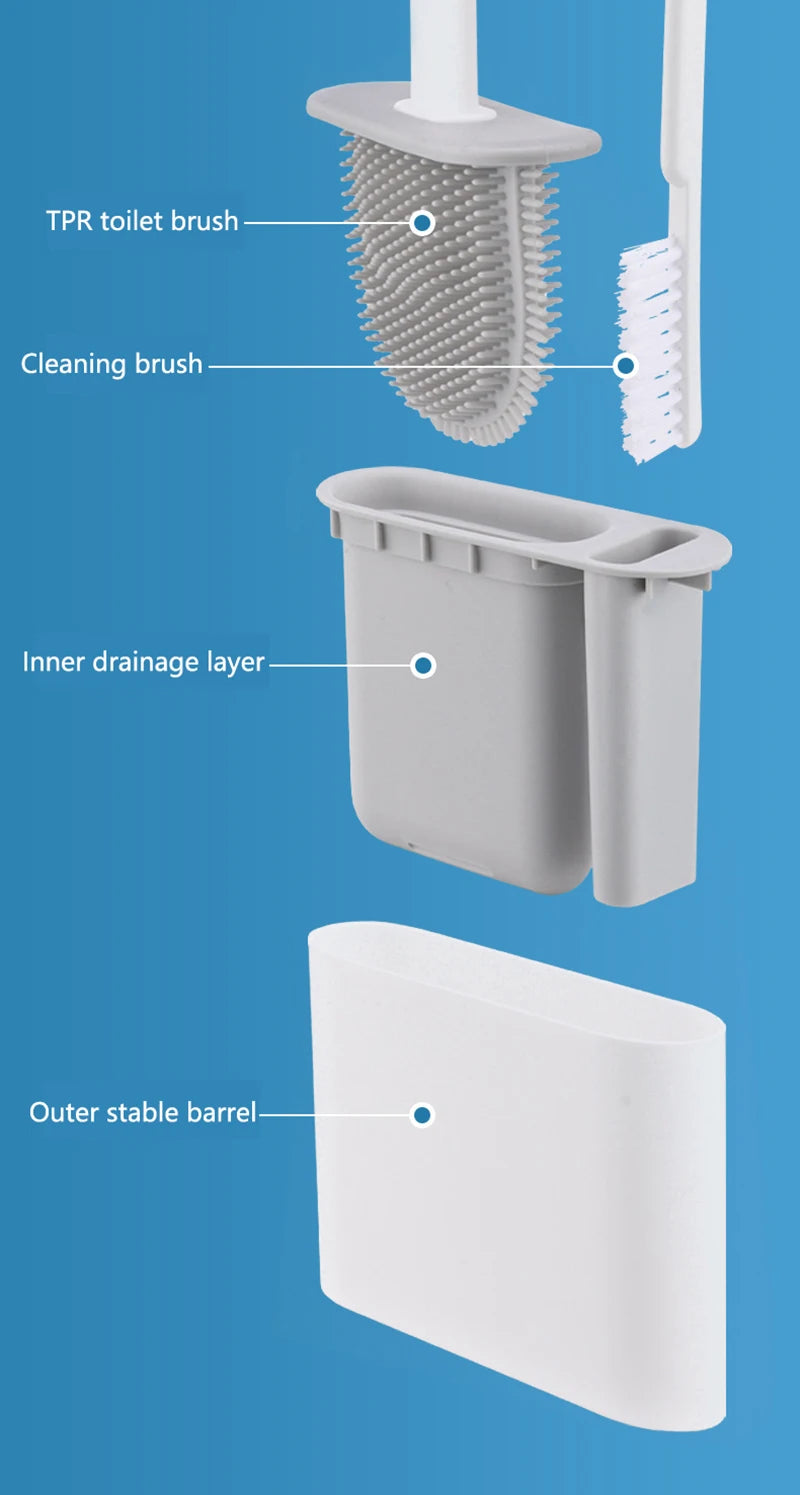 Cepillo de Baño Colgante con Soporte – Cerdas Suaves de Silicona y Mango Largo Antideslizante