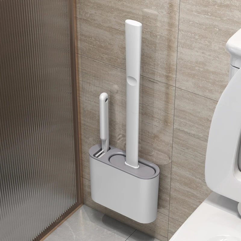 Cepillo de Baño Colgante con Soporte – Cerdas Suaves de Silicona y Mango Largo Antideslizante