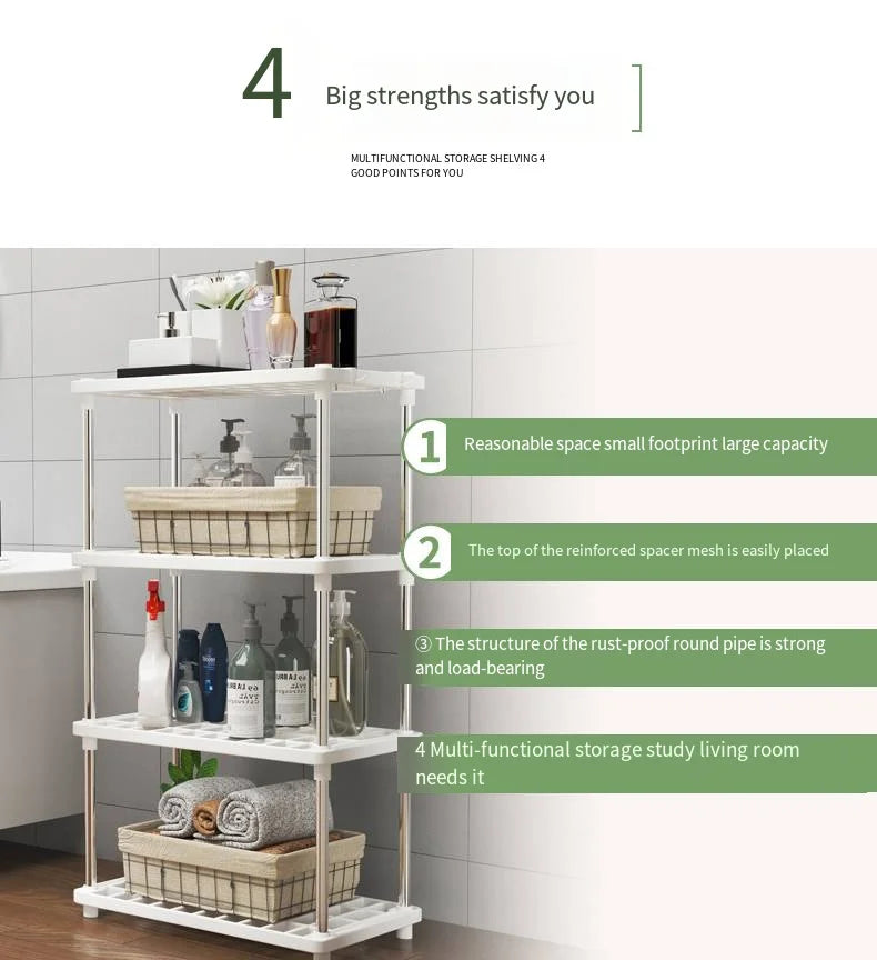 Estante Multifuncional de 4 Niveles – Organizador de Piso para Baño, Cocina y Sala