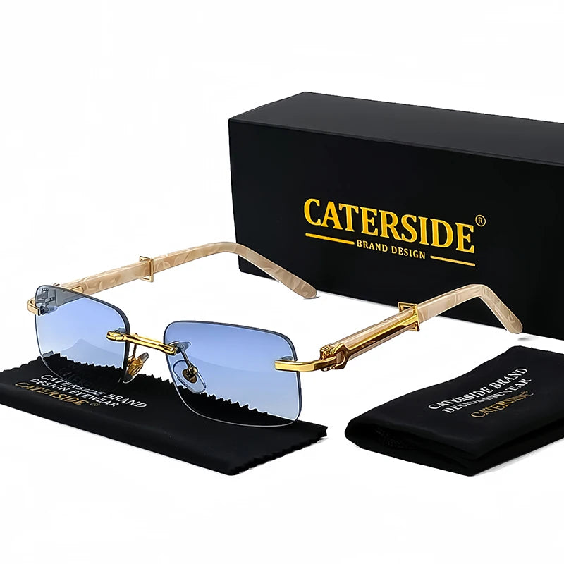 Gafas Caterside Sin Marco Pequeñas – Lentes Rectangulares Retro con Protección UV400 para Hombre