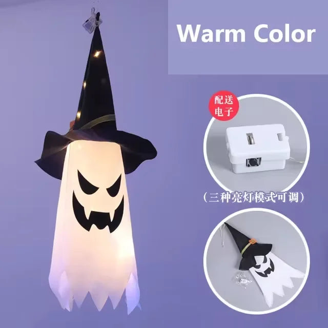 🎃 Lámpara Colgante LED de Sombrero de Bruja – Decoración de Halloween