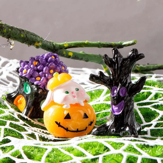 Figuritas de Halloween – Calabaza, Esqueleto y Fantasma en Resina | Miniaturas Decorativas para Fiesta y Hogar