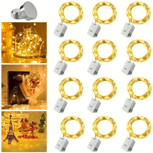 10 Pzs Luces LED Fairy de Cobre – Impermeables, 3 Modos, Batería Incluida, Decoración Exterior e Interior
