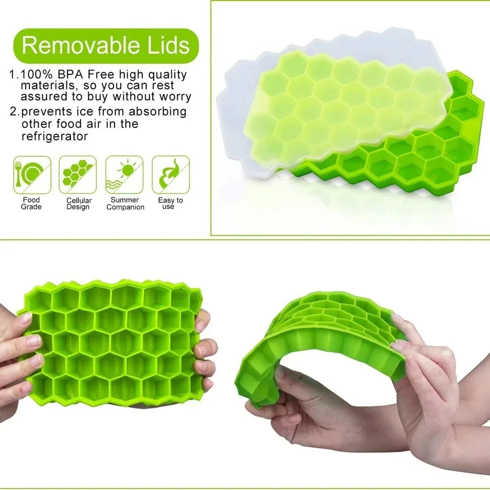 Molde de Silicona Reutilizable 37 Cavidades – Bandeja para Cubos de Hielo, Helados y Paletas DIY