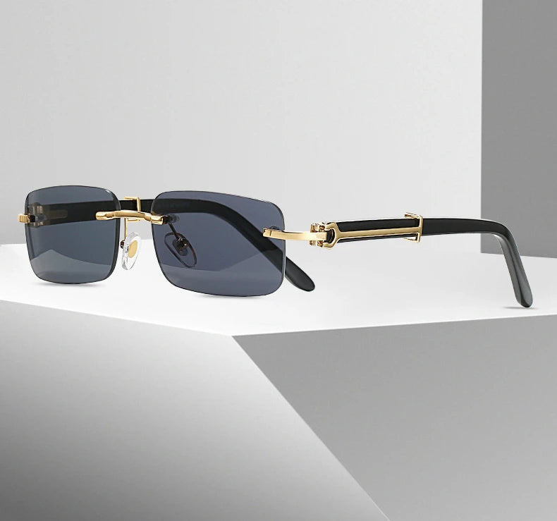 Gafas Caterside Sin Marco Pequeñas – Lentes Rectangulares Retro con Protección UV400 para Hombre