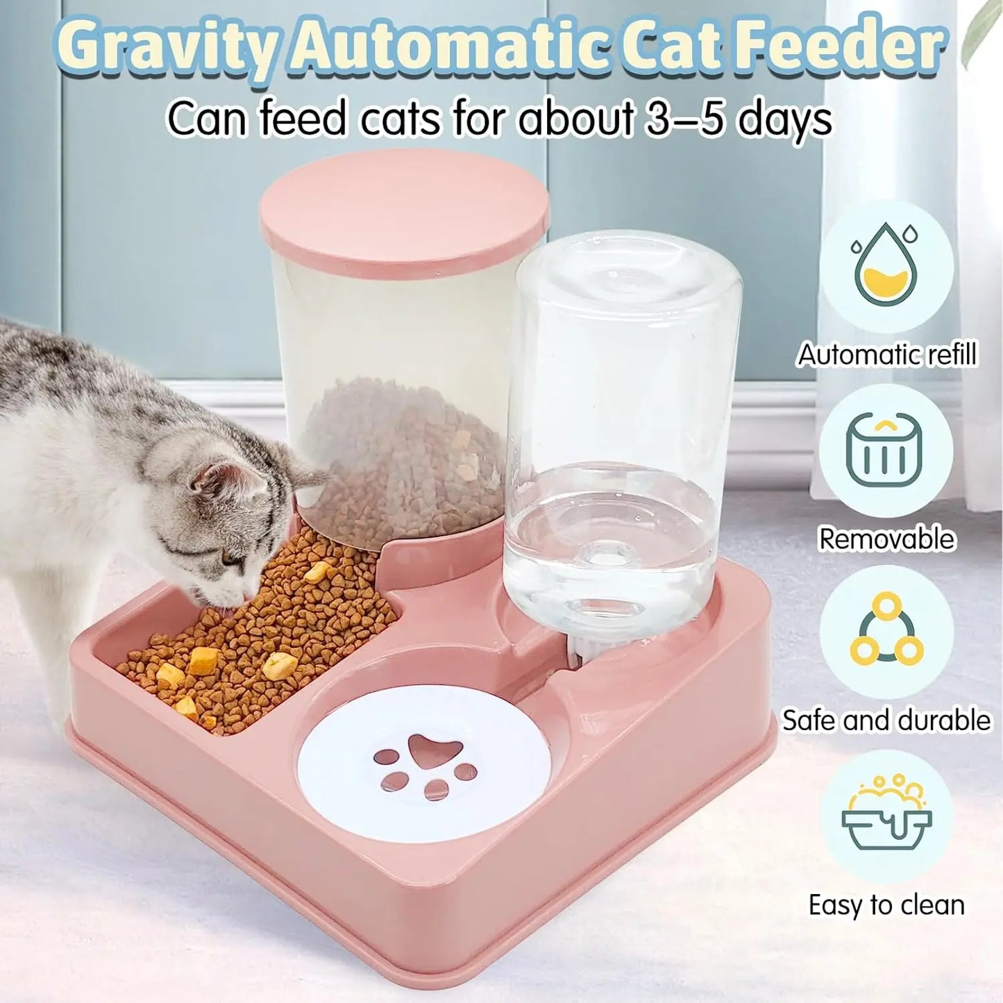 🐾 Comedero y Bebedero Automático para Gatos y Perros – 2 en 1
