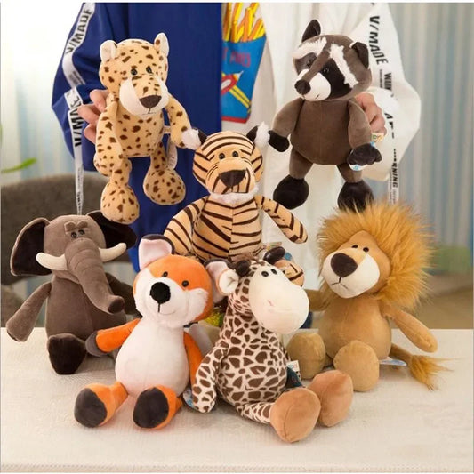 Peluches Kawaii de Animales de la Jungla 25cm – Juguetes de Selva: Perro, Cebra, Elefante, León, Zorro y Jirafa – Regalo de Cumpleaños para Niños