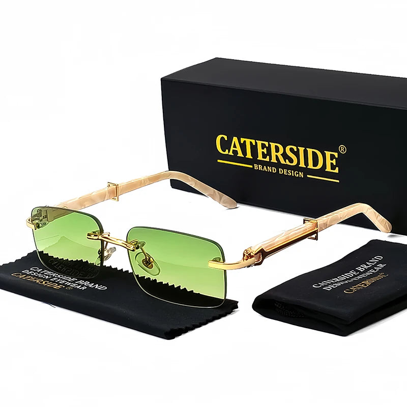 Gafas Caterside Sin Marco Pequeñas – Lentes Rectangulares Retro con Protección UV400 para Hombre